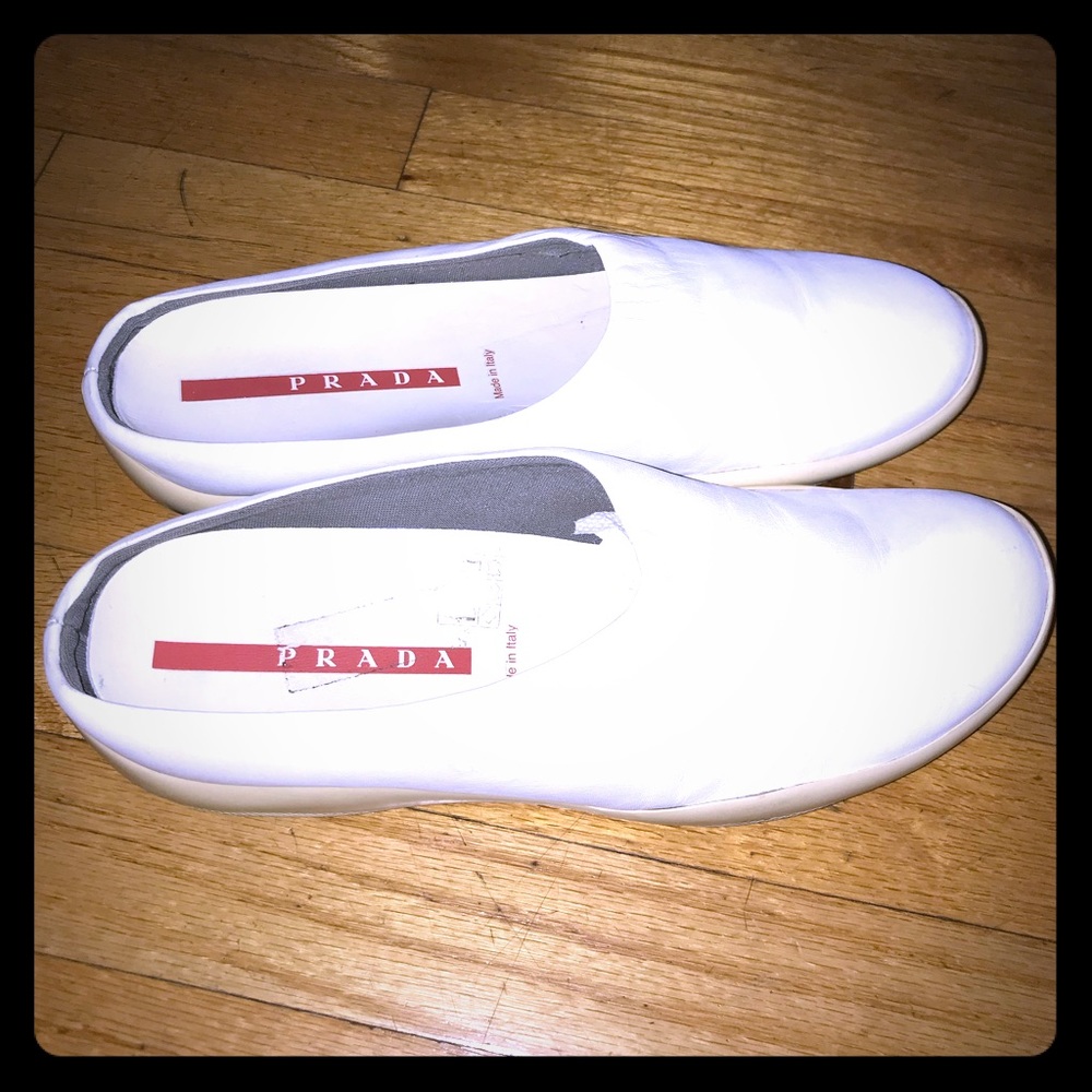PRADA Authentic slip on women’s size 9 white RARE